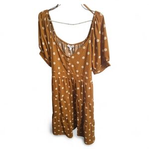 Blu Pepper Tan Polka Dot Midi Dress